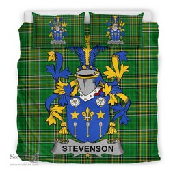 Irish Stevenson Coat of Arms Family Crest Ireland Bedding Set Irish National Tartan Irish County Bedding Set Duvet Covers
