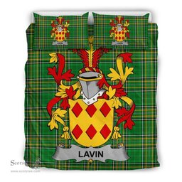 Irish Lavin or O'Lavin Coat of Arms Family Crest Ireland Bedding Set Irish National Tartan Irish County Bedding Set Duvet Covers