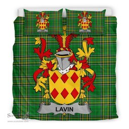 Irish Lavin or O'Lavin Coat of Arms Family Crest Ireland Bedding Set Irish National Tartan Irish County Bedding Set Duvet Covers