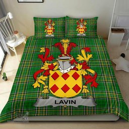 Irish Lavin or O'Lavin Coat of Arms Family Crest Ireland Bedding Set Irish National Tartan Irish County Bedding Set Duvet Covers