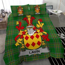 Irish Lavin or O'Lavin Coat of Arms Family Crest Ireland Bedding Set Irish National Tartan Irish County Bedding Set Duvet Covers
