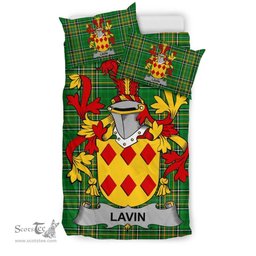 Irish Lavin or O'Lavin Coat of Arms Family Crest Ireland Bedding Set Irish National Tartan Irish County Bedding Set Duvet Covers