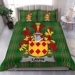 Irish Lavin or O'Lavin Coat of Arms Family Crest Ireland Bedding Set Irish National Tartan Irish County Bedding Set Duvet Covers