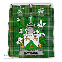 Irish Hawkins or Haughan Coat of Arms Family Crest Ireland Bedding Set Irish National Tartan Irish County Bedding Set Duvet Covers