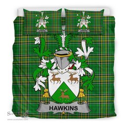 Irish Hawkins or Haughan Coat of Arms Family Crest Ireland Bedding Set Irish National Tartan Irish County Bedding Set Duvet Covers