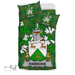Irish Hawkins or Haughan Coat of Arms Family Crest Ireland Bedding Set Irish National Tartan Irish County Bedding Set Duvet Covers
