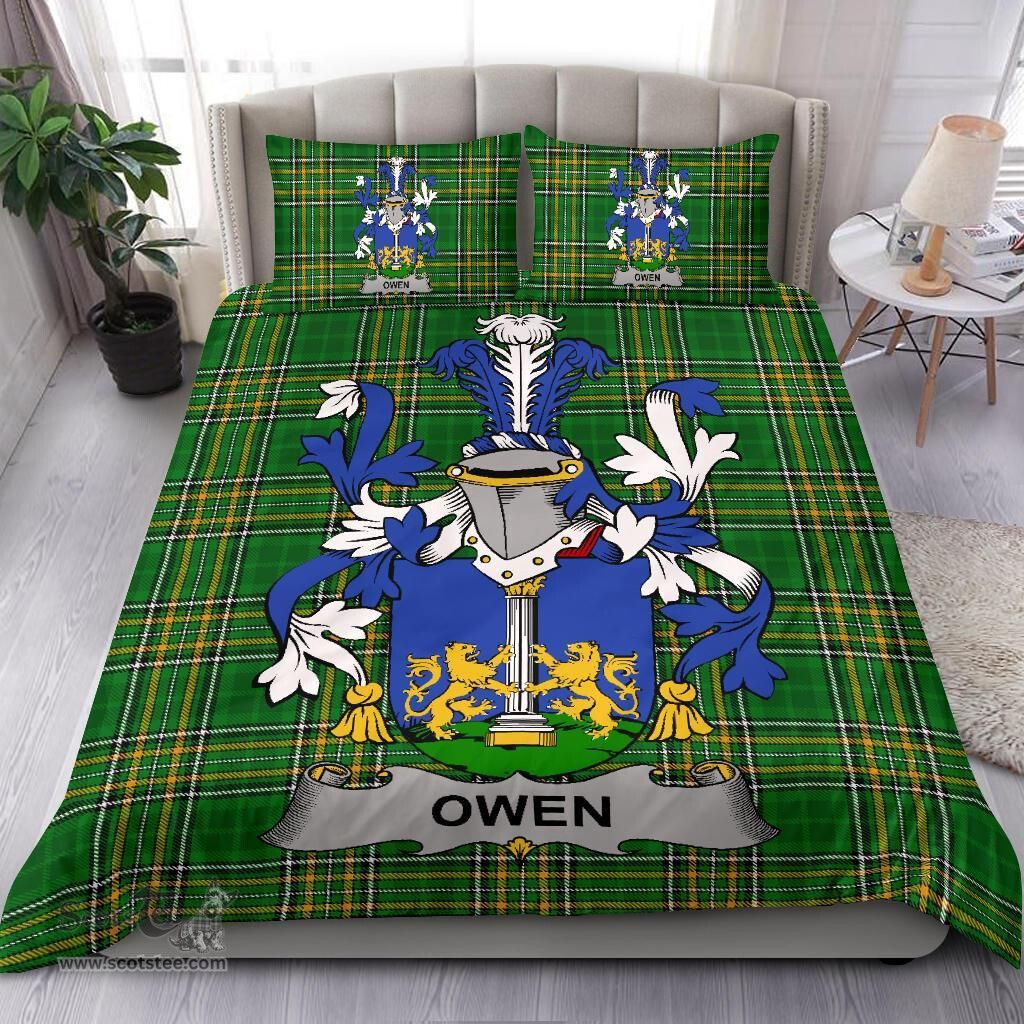 Irish Owen Coat of Arms Family Crest Ireland Bedding Set Irish National Tartan Irish County Bedding Set Duvet Covers