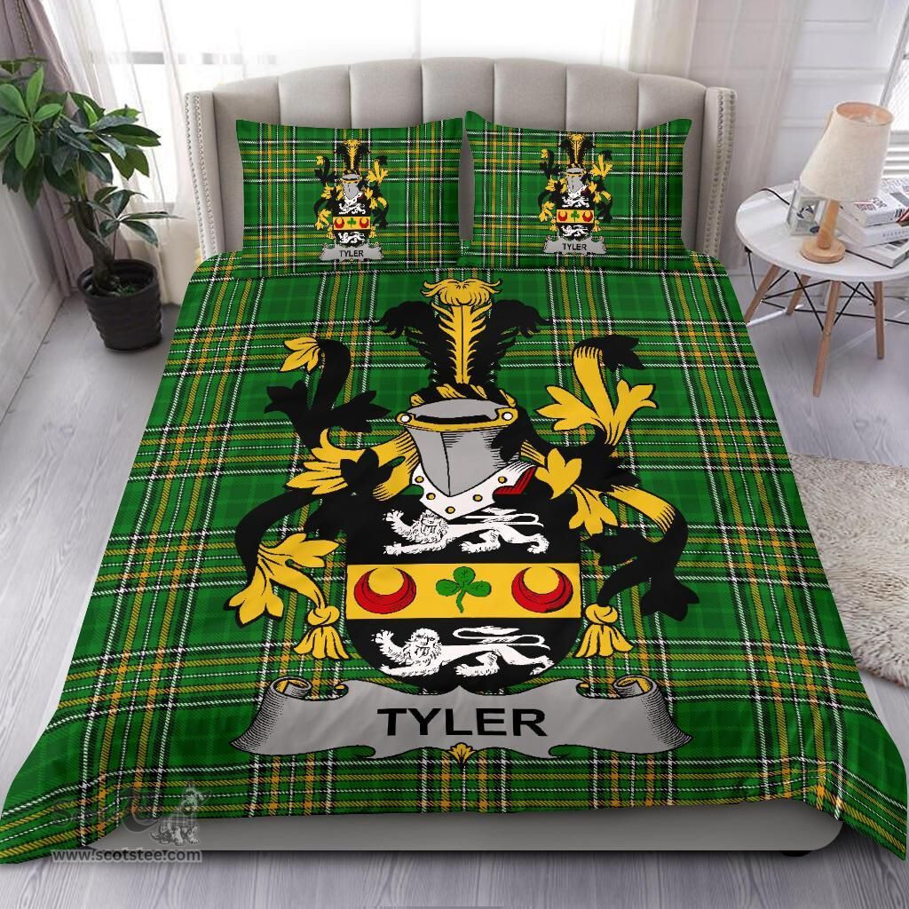Irish Tyler Coat of Arms Family Crest Ireland Bedding Set Irish National Tartan Irish County Bedding Set Duvet Covers