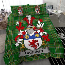 Irish Haugher or O'Haffey Coat of Arms Family Crest Ireland Bedding Set Irish National Tartan Irish County Bedding Set Duvet Covers