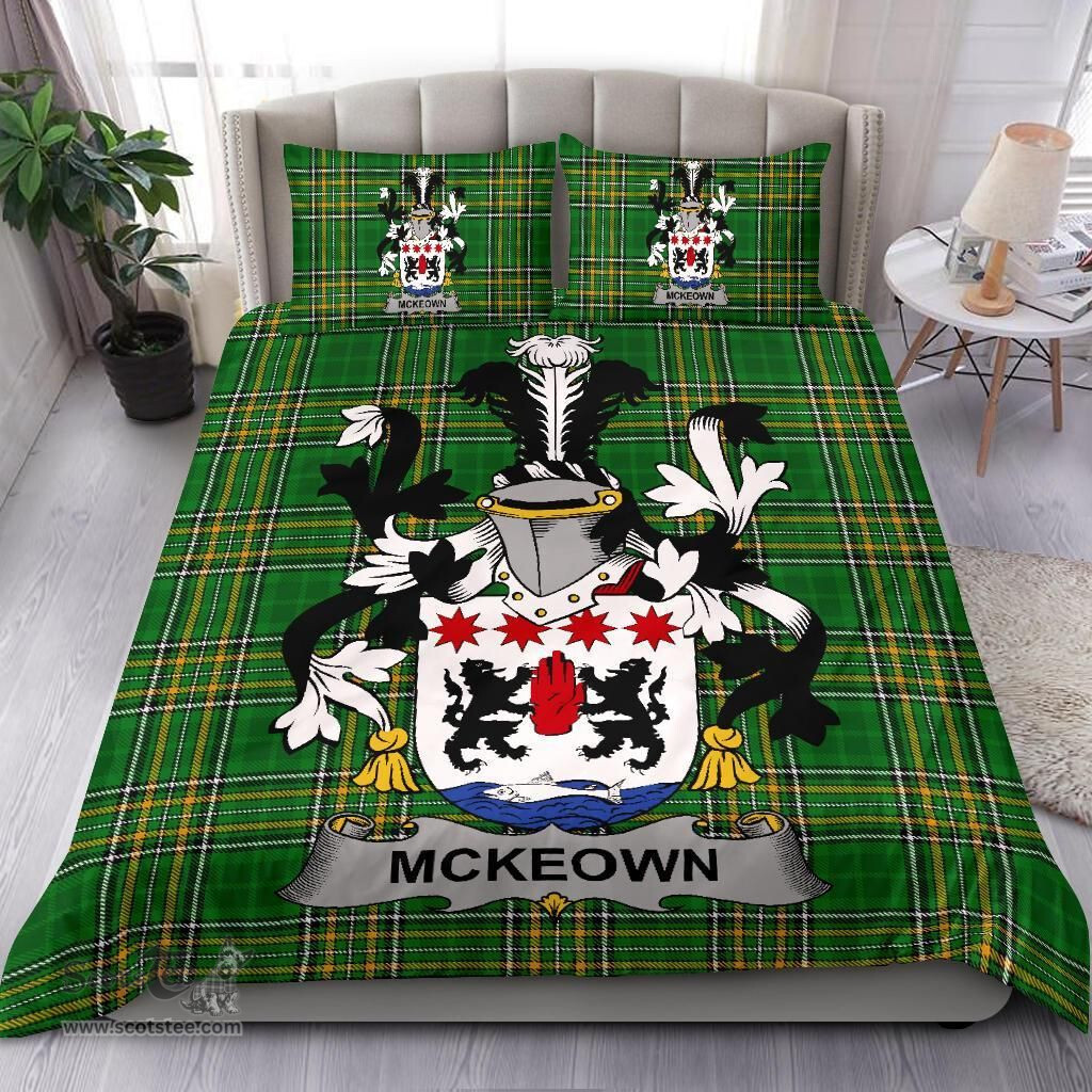 Irish McKeown or Keon Coat of Arms Family Crest Ireland Bedding Set Irish National Tartan Irish County Bedding Set Duvet Covers