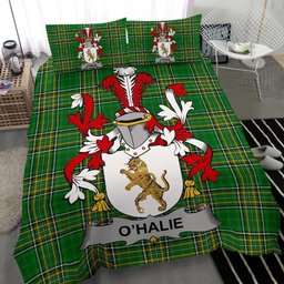 Irish Halie or O'Halie Coat of Arms Family Crest Ireland Bedding Set Irish National Tartan Irish County Bedding Set Duvet Covers