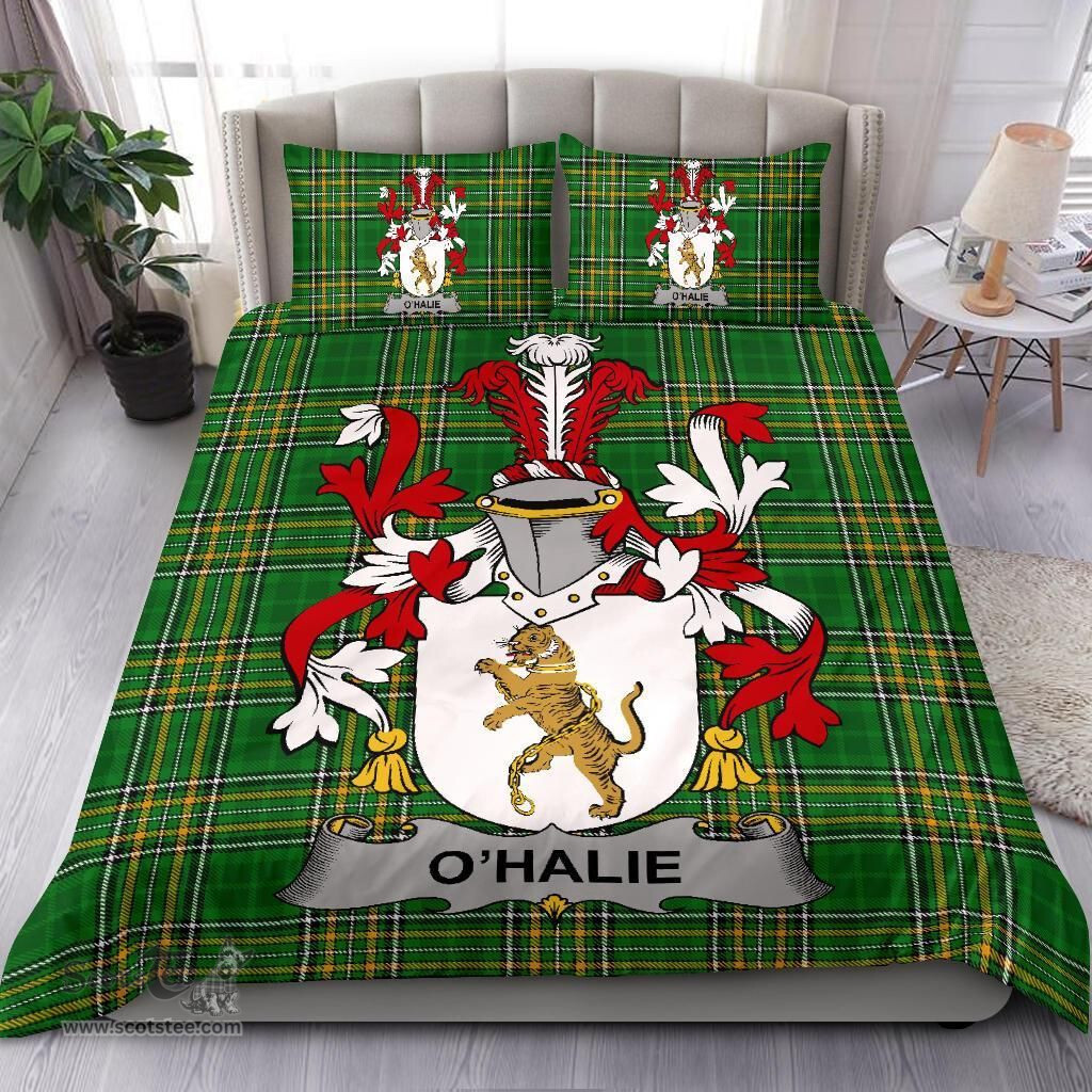Irish Halie or O'Halie Coat of Arms Family Crest Ireland Bedding Set Irish National Tartan Irish County Bedding Set Duvet Covers