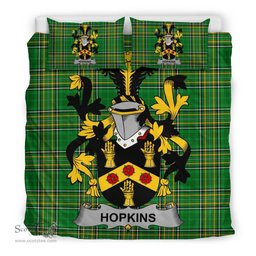 Irish Hopkins Coat of Arms Family Crest Ireland Bedding Set Irish National Tartan Irish County Bedding Set Duvet Covers