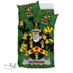 Irish Hopkins Coat of Arms Family Crest Ireland Bedding Set Irish National Tartan Irish County Bedding Set Duvet Covers
