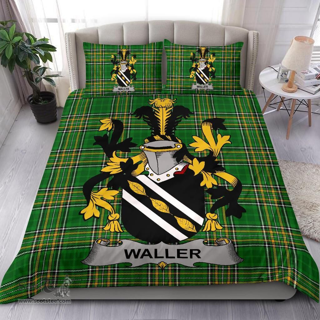 Irish Waller Coat of Arms Family Crest Ireland Bedding Set Irish National Tartan Irish County Bedding Set Duvet Covers