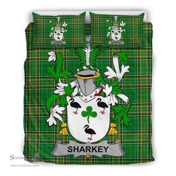 Irish Sharkey or O'Sharkey Coat of Arms Family Crest Ireland Bedding Set Irish National Tartan Irish County Bedding Set Duvet Covers