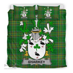 Irish Sharkey or O'Sharkey Coat of Arms Family Crest Ireland Bedding Set Irish National Tartan Irish County Bedding Set Duvet Covers