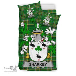 Irish Sharkey or O'Sharkey Coat of Arms Family Crest Ireland Bedding Set Irish National Tartan Irish County Bedding Set Duvet Covers