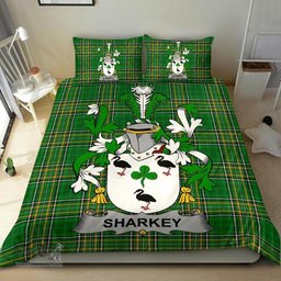 Irish Sharkey or O'Sharkey Coat of Arms Family Crest Ireland Bedding Set Irish National Tartan Irish County Bedding Set Duvet Covers