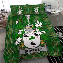 Irish Sharkey or O'Sharkey Coat of Arms Family Crest Ireland Bedding Set Irish National Tartan Irish County Bedding Set Duvet Covers