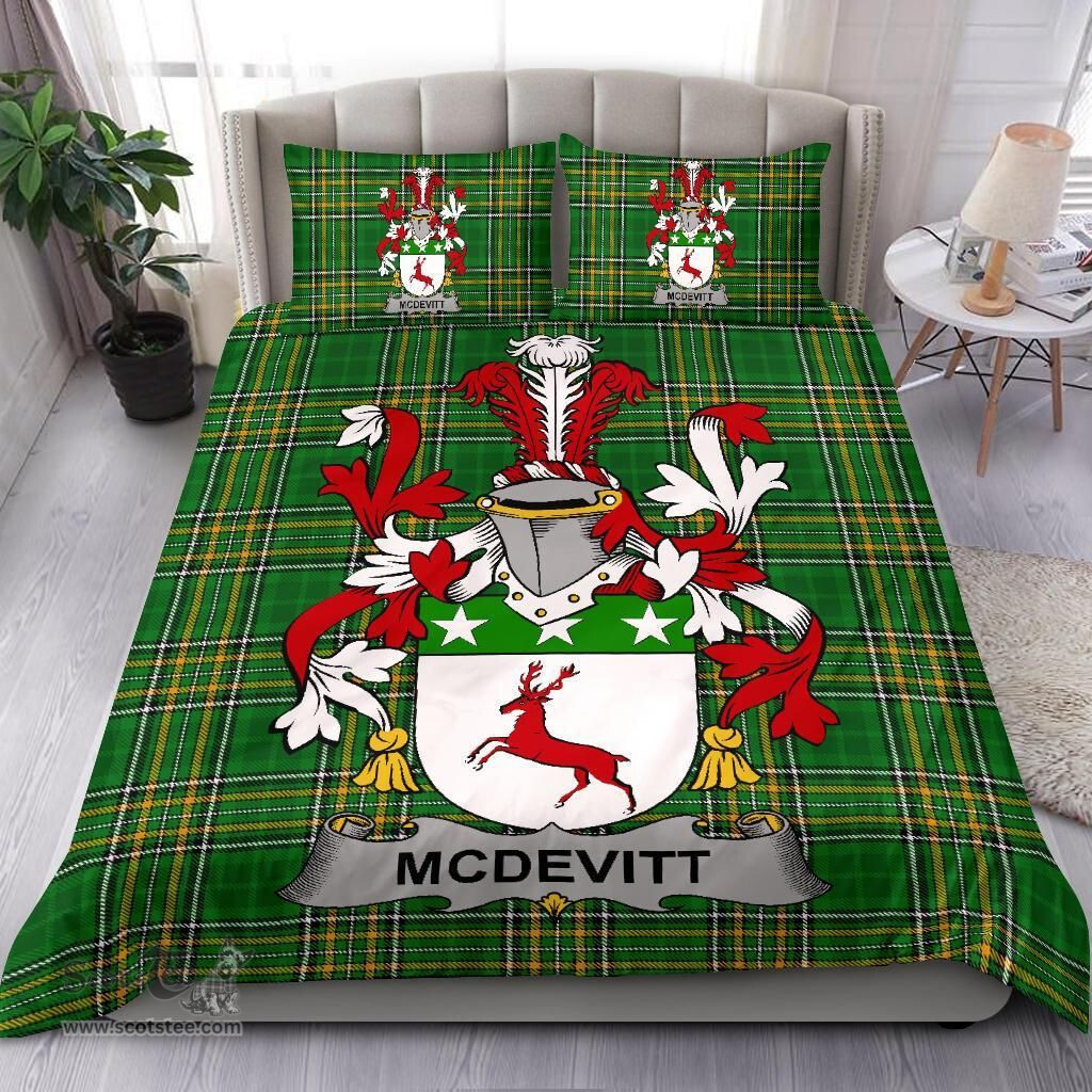 Irish McDevitt Coat of Arms Family Crest Ireland Bedding Set Irish National Tartan Irish County Bedding Set Duvet Covers