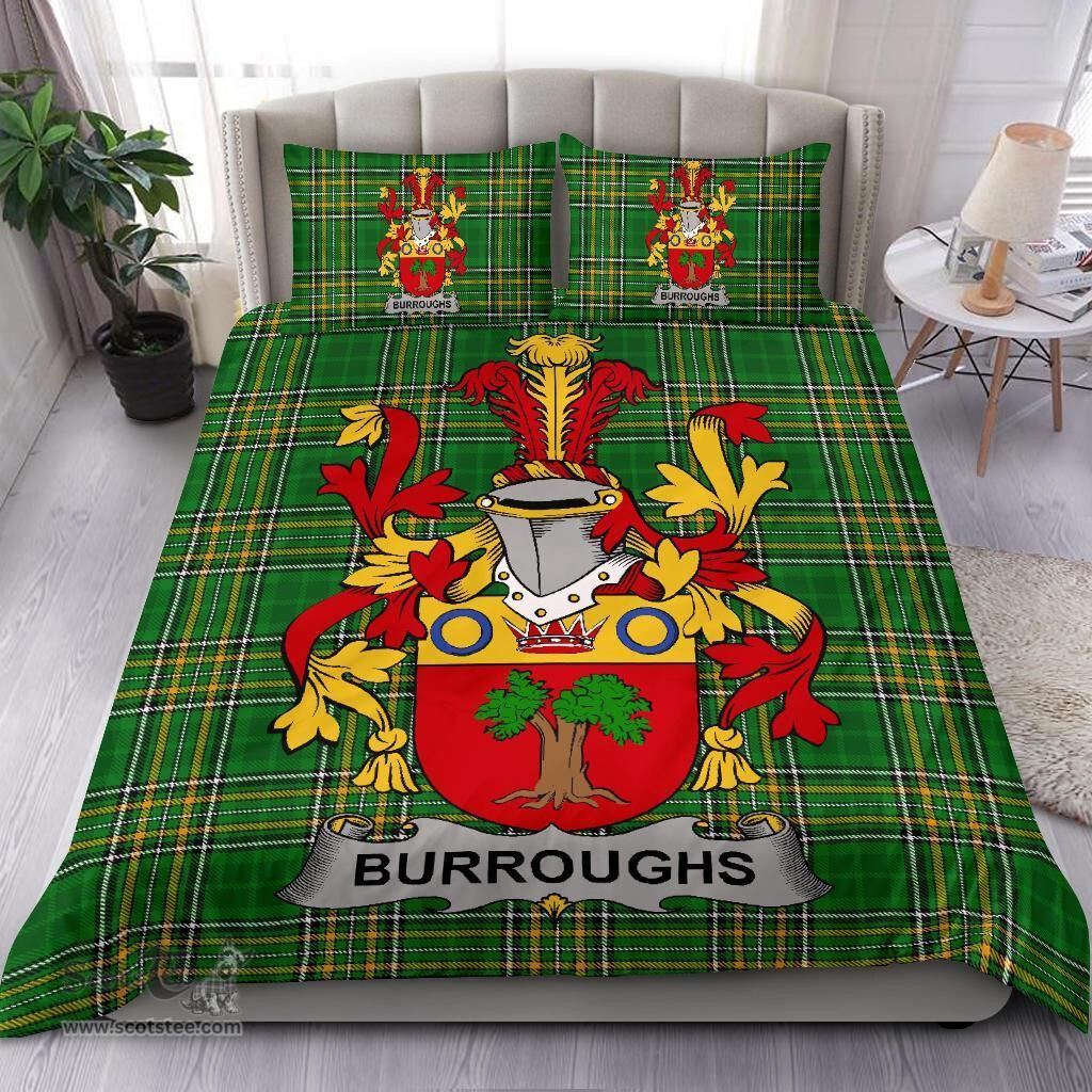 Irish Burroughs Coat of Arms Family Crest Ireland Bedding Set Irish National Tartan Irish County Bedding Set Duvet Covers