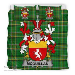 Irish Quillan or McQuillan Coat of Arms Family Crest Ireland Bedding Set Irish National Tartan Irish County Bedding Set Duvet Covers