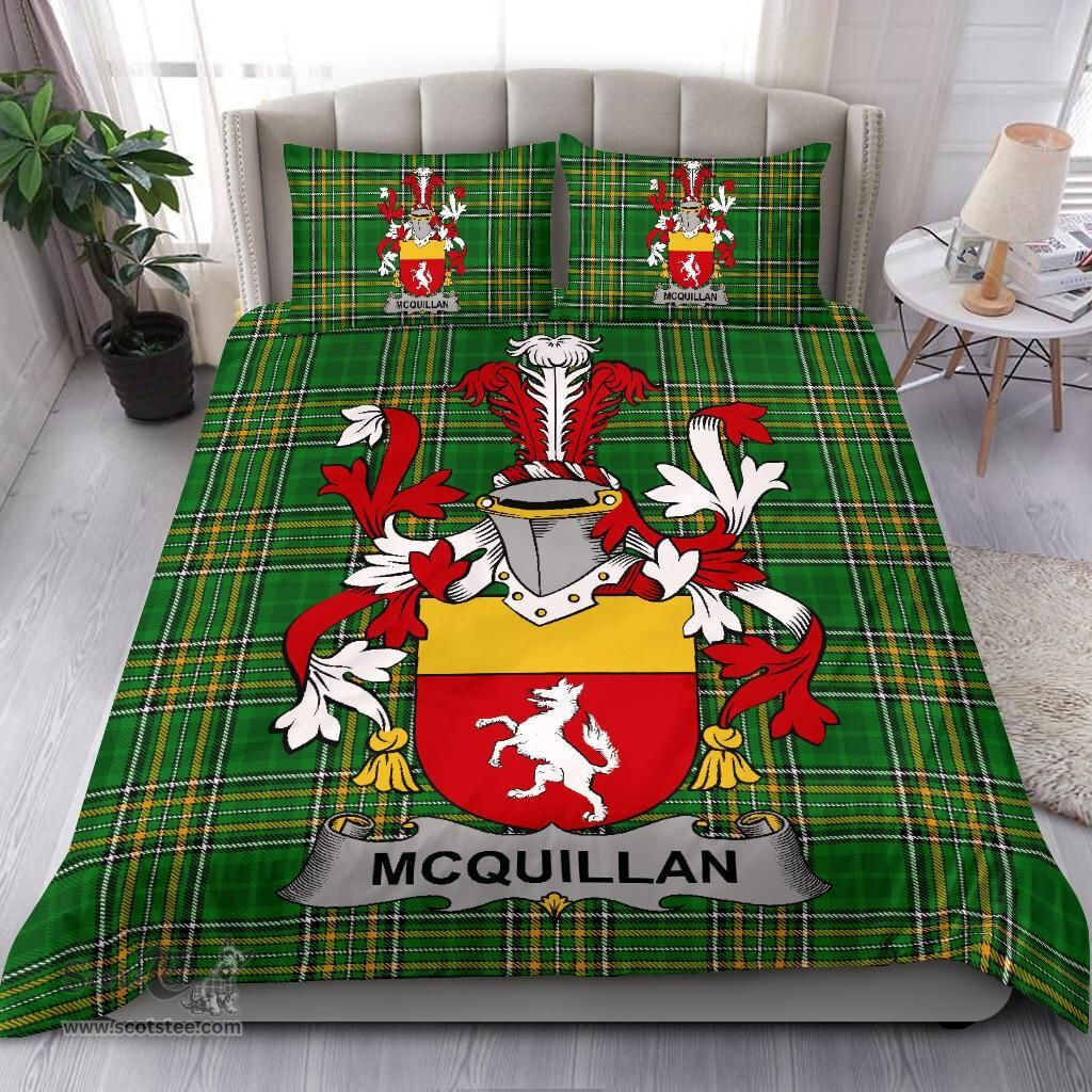 Irish Quillan or McQuillan Coat of Arms Family Crest Ireland Bedding Set Irish National Tartan Irish County Bedding Set Duvet Covers