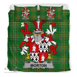 Irish Morton Coat of Arms Family Crest Ireland Bedding Set Irish National Tartan Irish County Bedding Set Duvet Covers