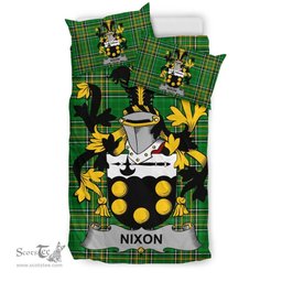 Irish Nixon Coat of Arms Family Crest Ireland Bedding Set Irish National Tartan Irish County Bedding Set Duvet Covers