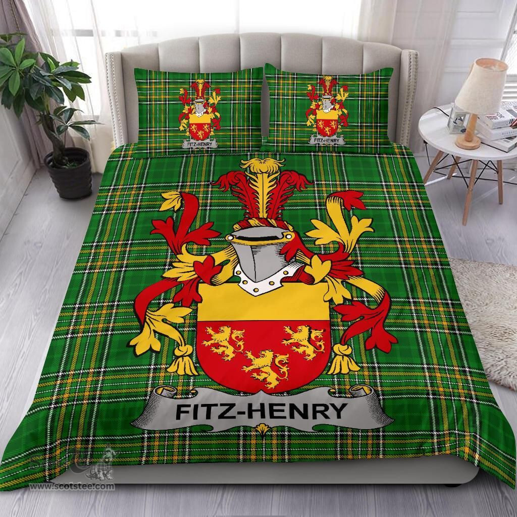 Irish Fitz-Henry Coat of Arms Family Crest Ireland Bedding Set Irish National Tartan Irish County Bedding Set Duvet Covers