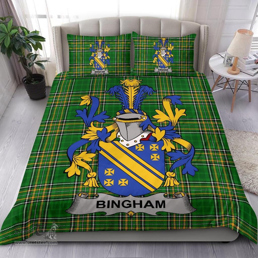 Irish Bingham Coat of Arms Family Crest Ireland Bedding Set Irish National Tartan Irish County Bedding Set Duvet Covers