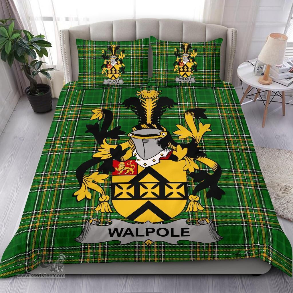 Irish Walpole Coat of Arms Family Crest Ireland Bedding Set Irish National Tartan Irish County Bedding Set Duvet Covers