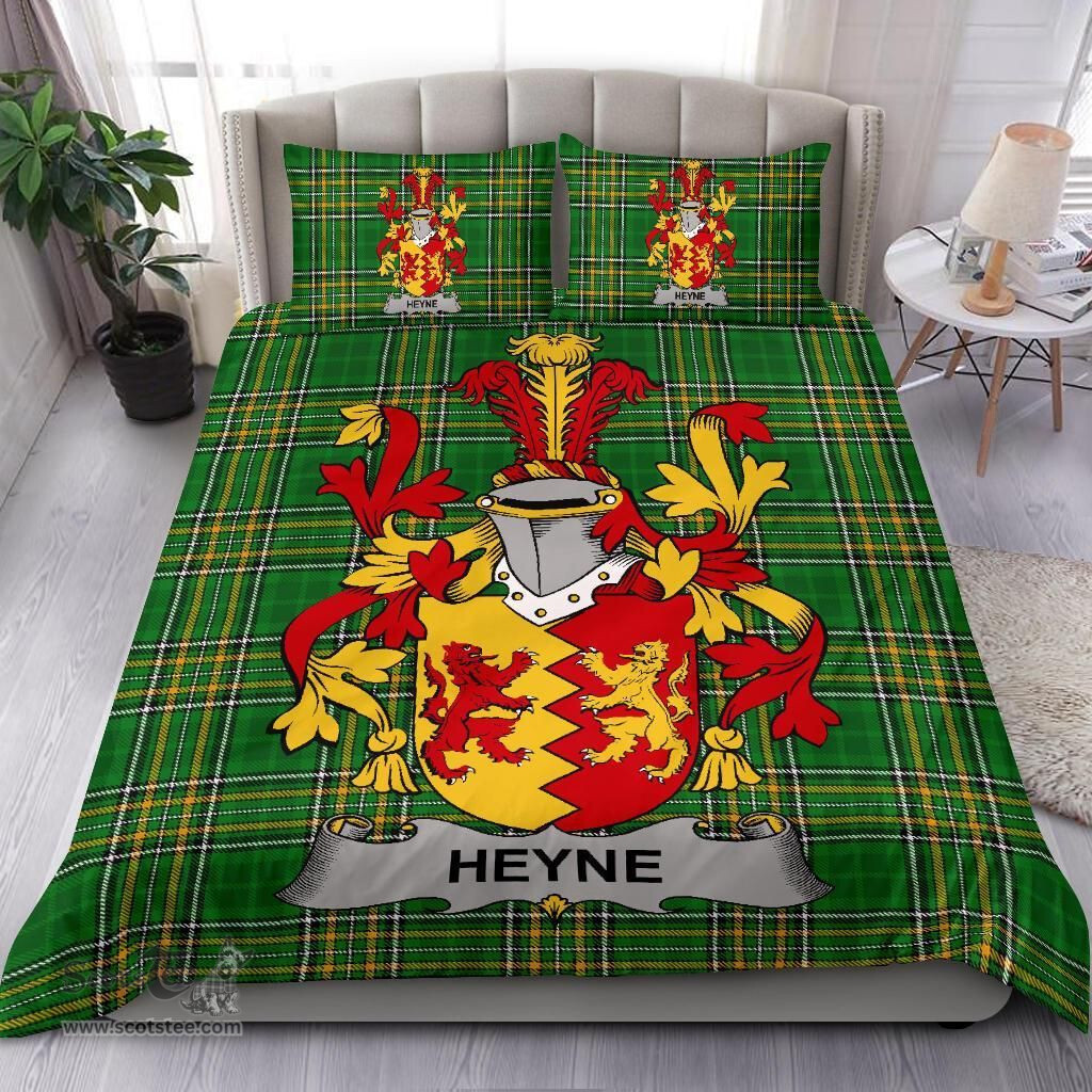 Irish Heyne or O'Heyne Coat of Arms Family Crest Ireland Bedding Set Irish National Tartan Irish County Bedding Set Duvet Covers