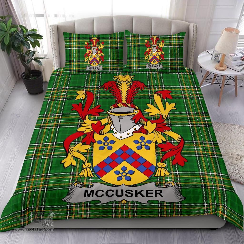 Irish McCusker or Cosker Coat of Arms Family Crest Ireland Bedding Set Irish National Tartan Irish County Bedding Set Duvet Covers