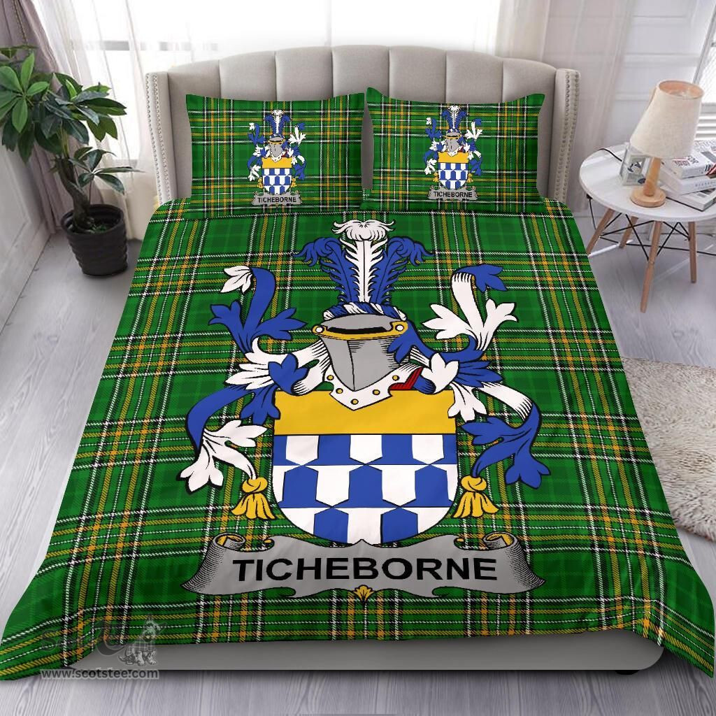 Irish Ticheborne Coat of Arms Family Crest Ireland Bedding Set Irish National Tartan Irish County Bedding Set Duvet Covers