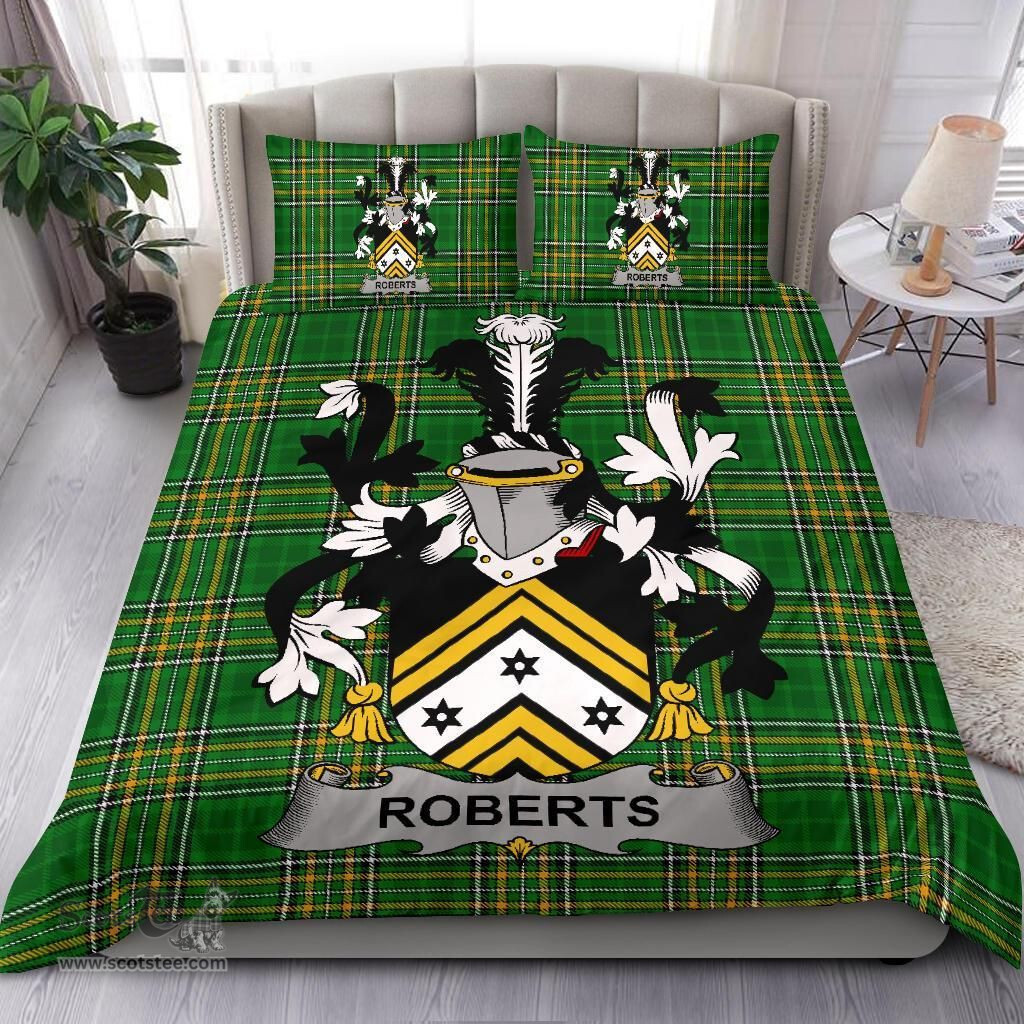 Irish Roberts Coat of Arms Family Crest Ireland Bedding Set Irish National Tartan Irish County Bedding Set Duvet Covers