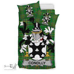 Irish Conolly or O'Conolly Coat of Arms Family Crest Ireland Bedding Set Irish National Tartan Irish County Bedding Set Duvet Covers