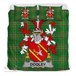 Irish Dooley or O'Dooley Coat of Arms Family Crest Ireland Bedding Set Irish National Tartan Irish County Bedding Set Duvet Covers