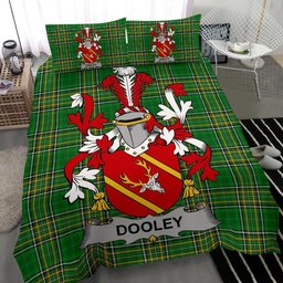 Irish Dooley or O'Dooley Coat of Arms Family Crest Ireland Bedding Set Irish National Tartan Irish County Bedding Set Duvet Covers