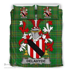 Irish Delahyde Coat of Arms Family Crest Ireland Bedding Set Irish National Tartan Irish County Bedding Set Duvet Covers
