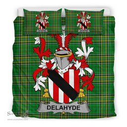 Irish Delahyde Coat of Arms Family Crest Ireland Bedding Set Irish National Tartan Irish County Bedding Set Duvet Covers