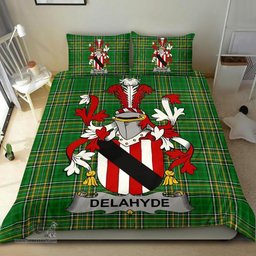 Irish Delahyde Coat of Arms Family Crest Ireland Bedding Set Irish National Tartan Irish County Bedding Set Duvet Covers
