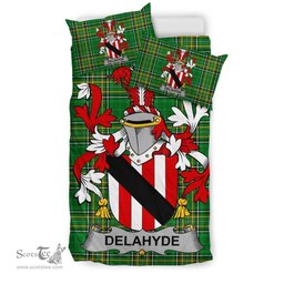 Irish Delahyde Coat of Arms Family Crest Ireland Bedding Set Irish National Tartan Irish County Bedding Set Duvet Covers