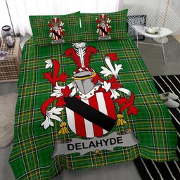 Irish Delahyde Coat of Arms Family Crest Ireland Bedding Set Irish National Tartan Irish County Bedding Set Duvet Covers