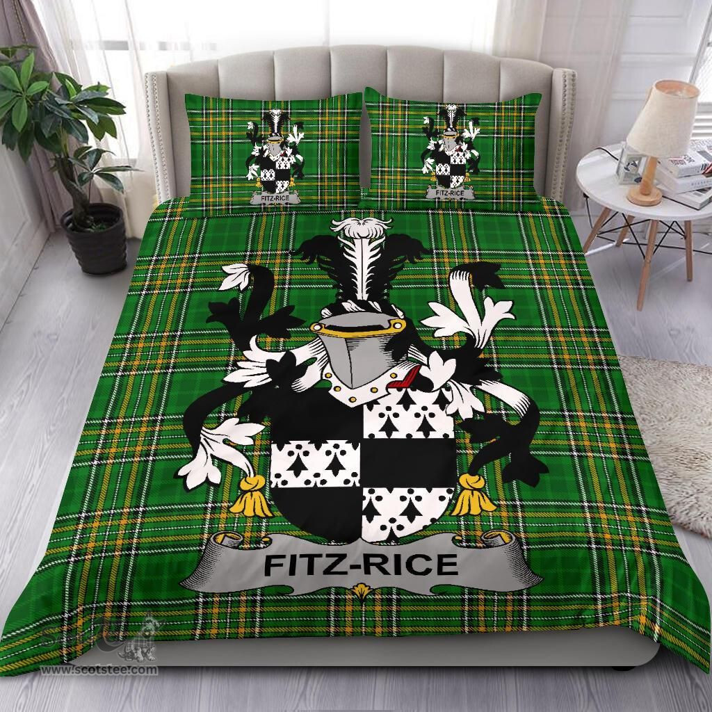 Irish Fitz-Rice Coat of Arms Family Crest Ireland Bedding Set Irish National Tartan Irish County Bedding Set Duvet Covers