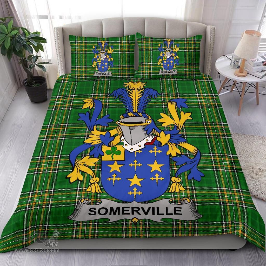 Irish Somerville Coat of Arms Family Crest Ireland Bedding Set Irish National Tartan Irish County Bedding Set Duvet Covers