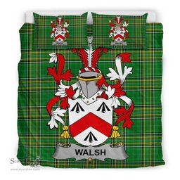Irish Walsh Coat of Arms Family Crest Ireland Bedding Set Irish National Tartan Irish County Bedding Set Duvet Covers
