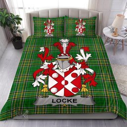 Irish Locke Coat of Arms Family Crest Ireland Bedding Set Irish National Tartan Irish County Bedding Set Duvet Covers