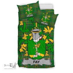 Irish Fay or O'Fee Coat of Arms Family Crest Ireland Bedding Set Irish National Tartan Irish County Bedding Set Duvet Covers